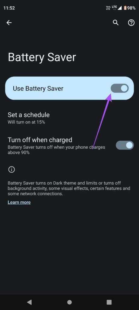 disable battery saver android 1