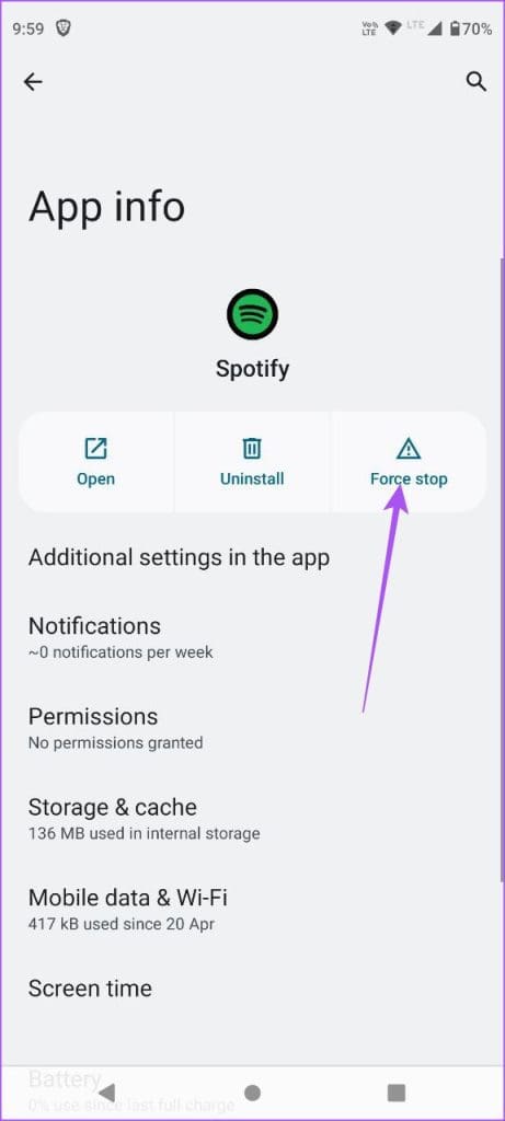 force stop spotify android