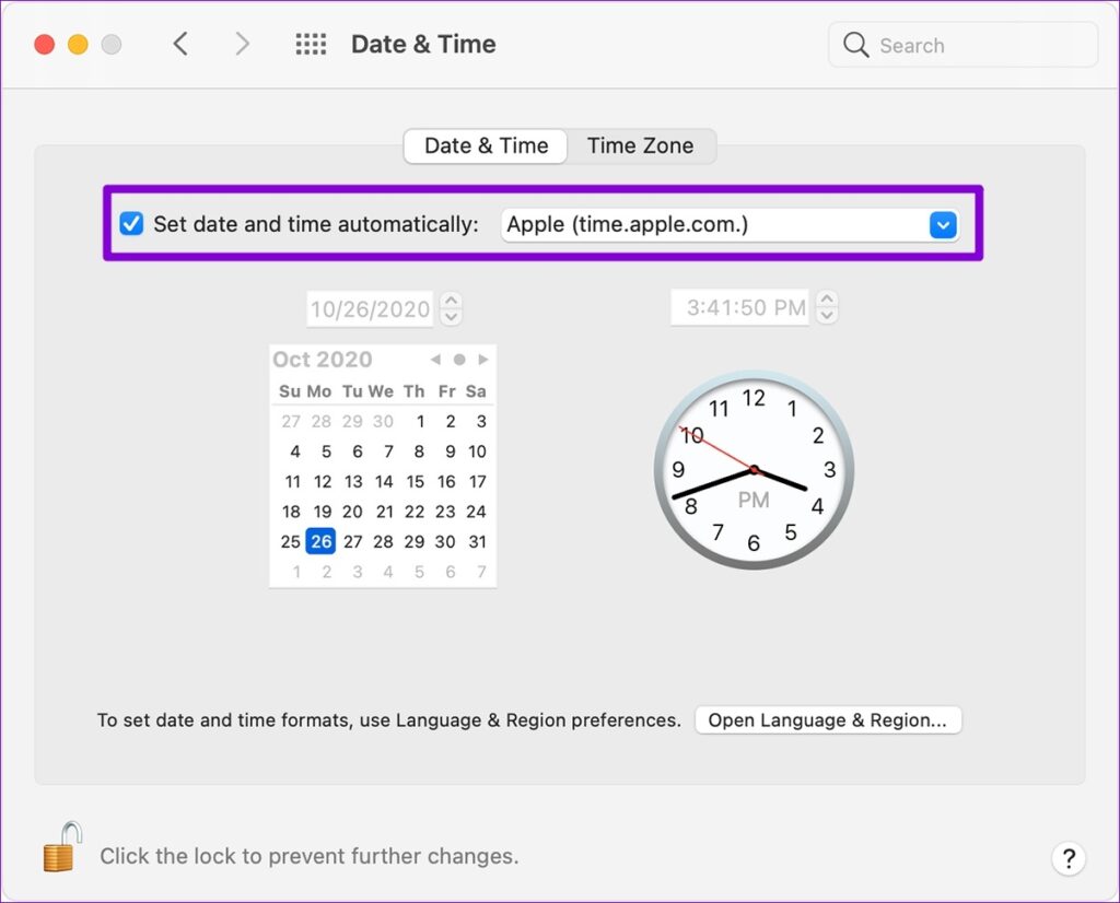Set Date and Time Automatically on Mac