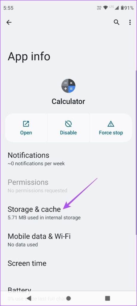 storage and cache calculator android