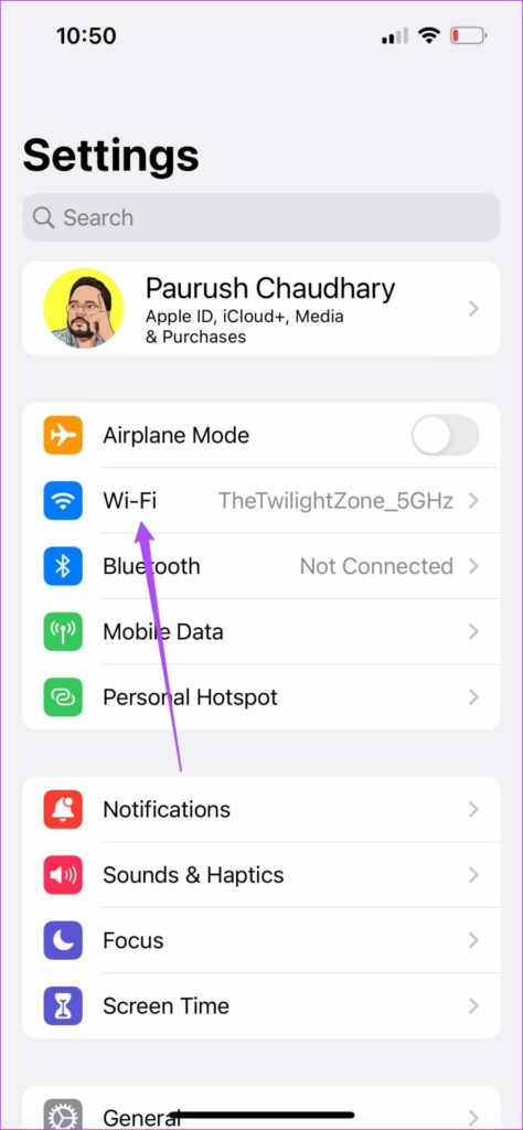 wifi settings iphone