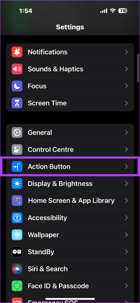 1. head over to Settings and tap on Action Button