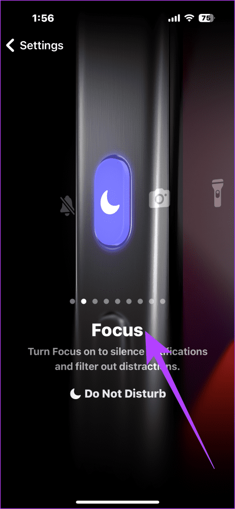 4. open the Action Button settings and select Focus