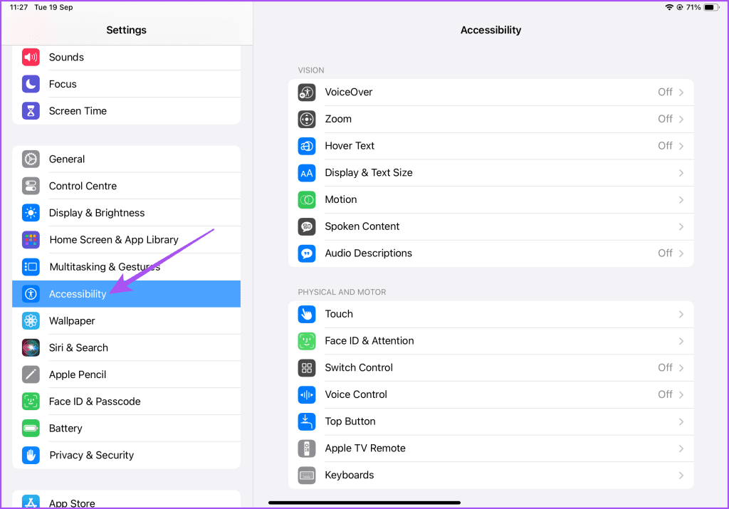 accessibility settings ipad