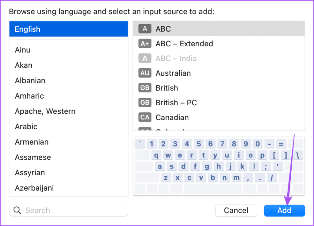 add english as input language mac