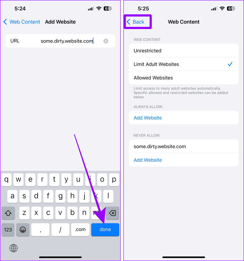 Add Websites to Block on iPhone
