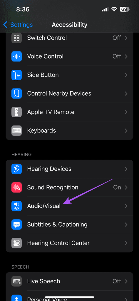 audiovisual settings iphone