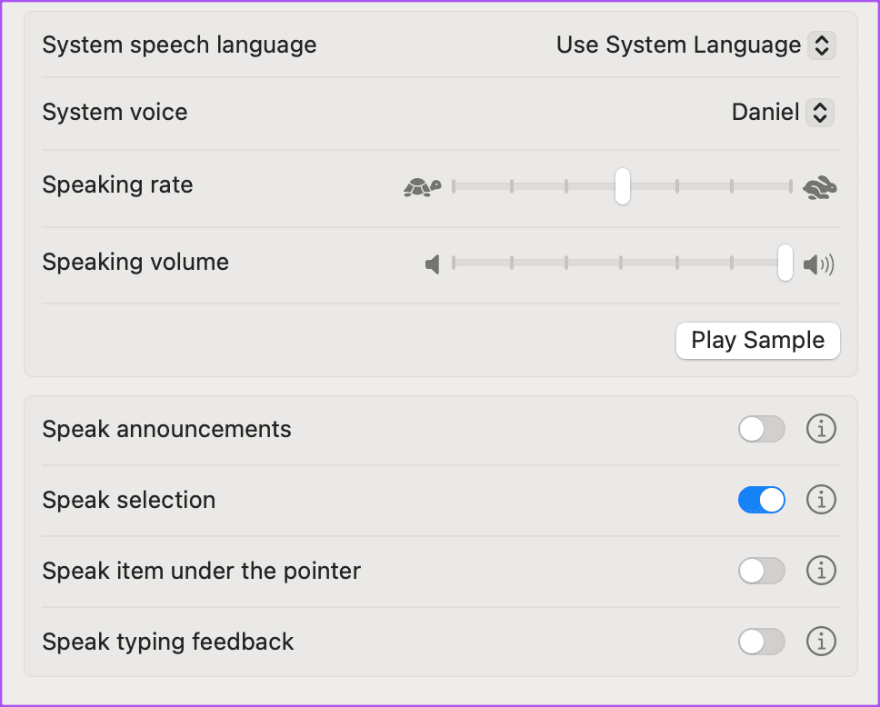 change system speech settings mac