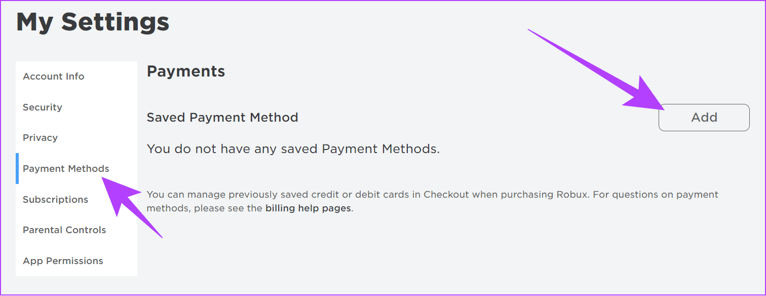 Choose Payment Methods and then select Add