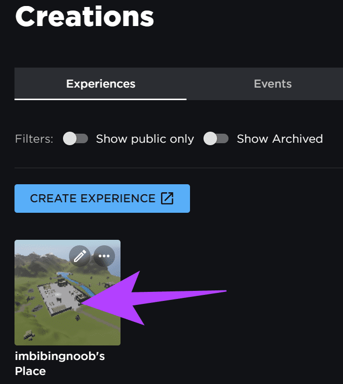 Choose the experince you want to create game pass in