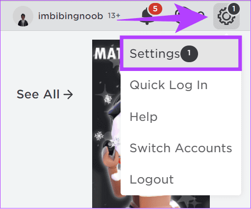 Choose the settings gear and then click Settings