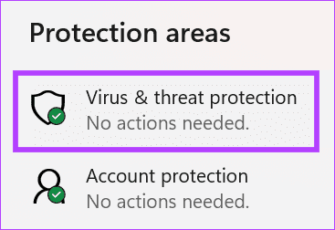 Choose virus and threat protection 1
