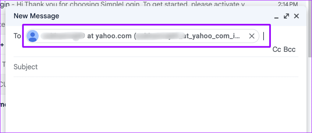 Compose a New Mail and Paste the Alias