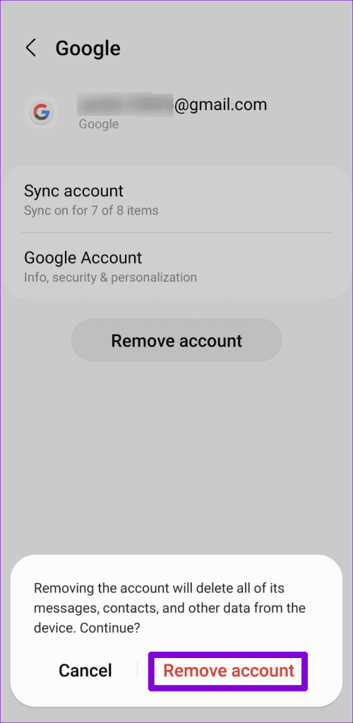 Confirm Remove Google Account From Android