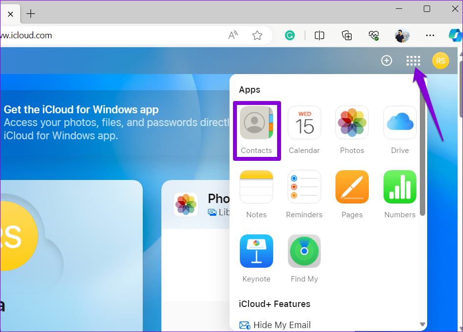 Contacts on iCloud for Web 1