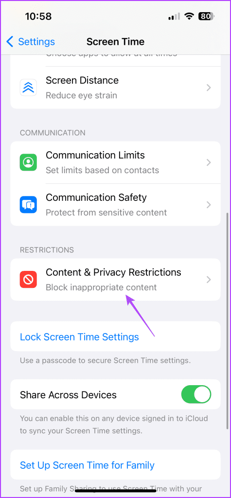 content and privacy restrictions iphone 1