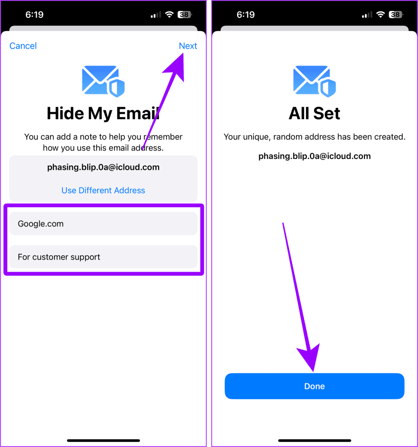 Create a New Hide My Email on iPhone