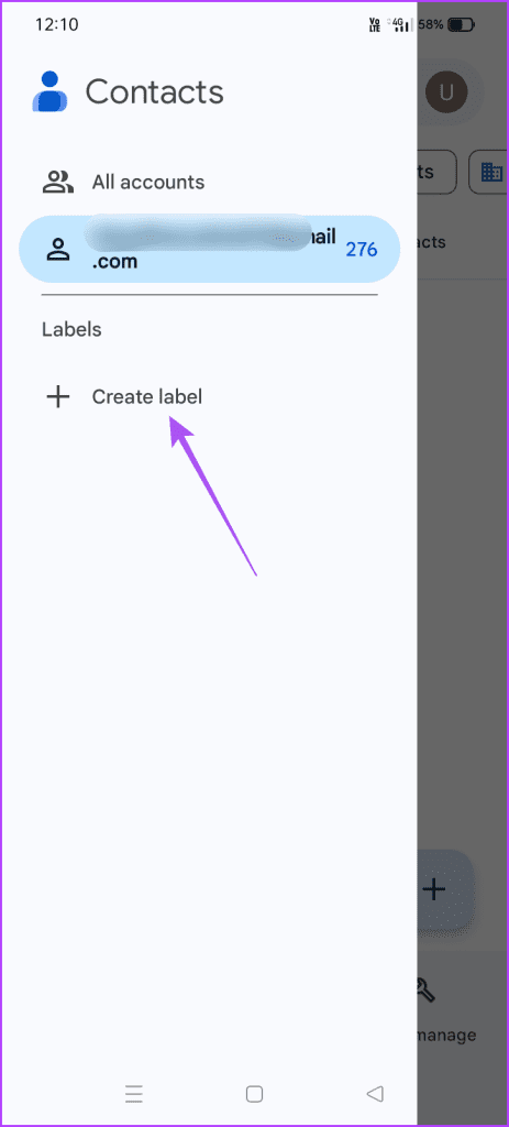 create label contacts app android