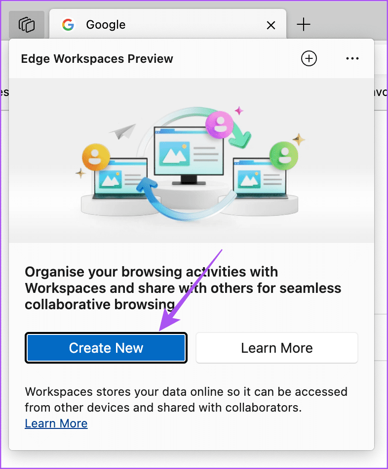 create new workspace edge browser