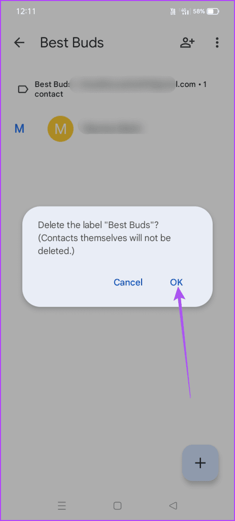 delete contact label google contacts app