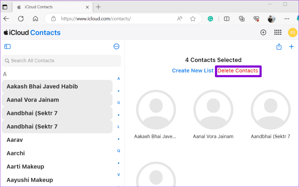 Delete Contacts Using iCloud for Web