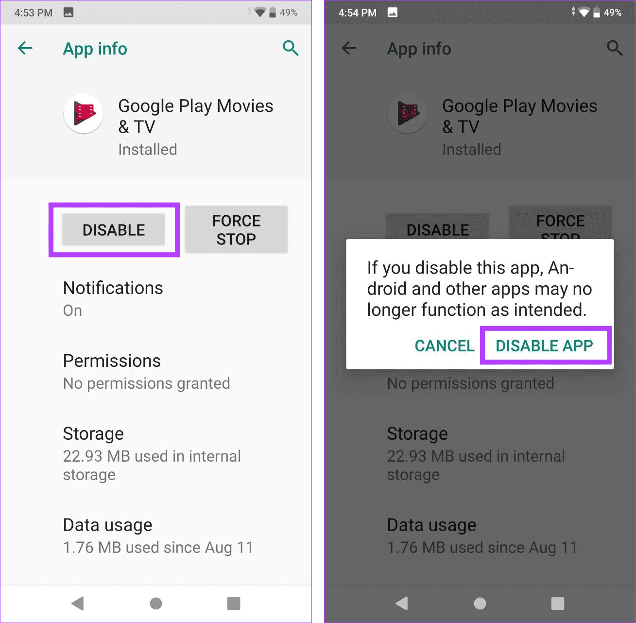 Disable App on Android