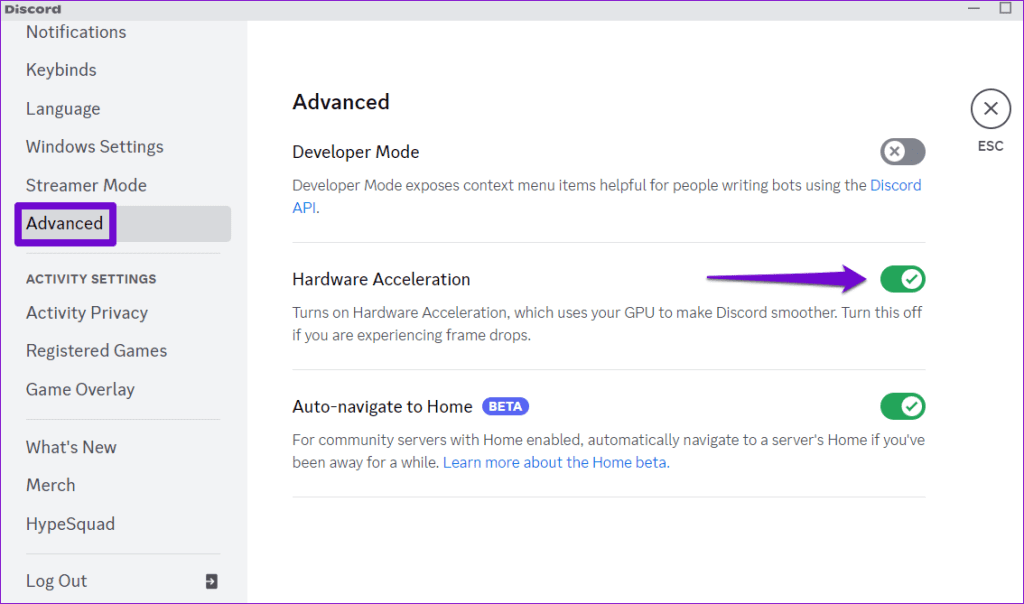 Disable Discord Hardware Acceleration