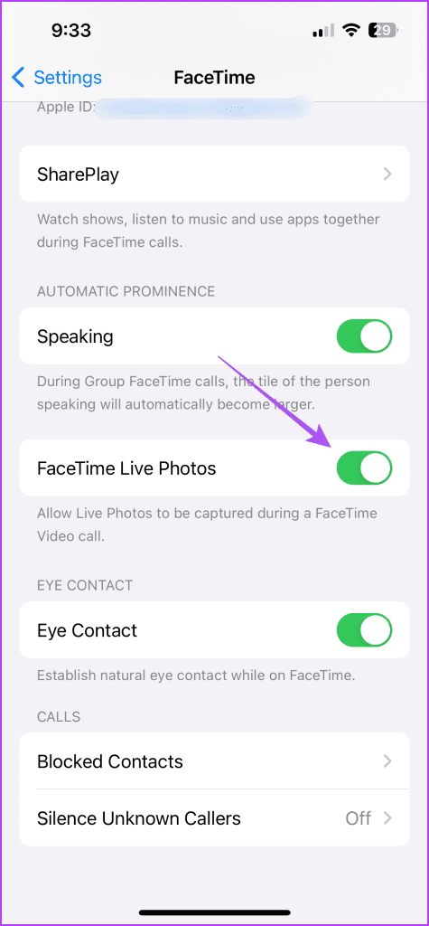 enable facetime live photos iphone