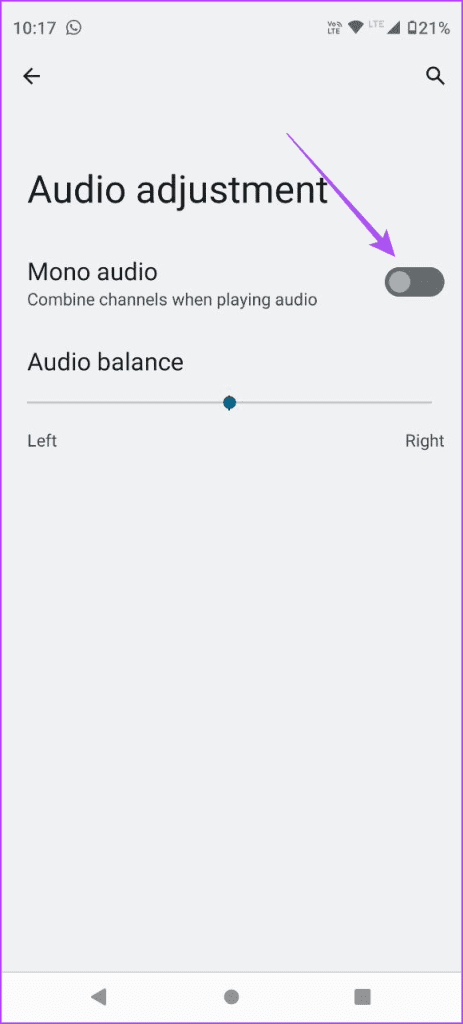 enable mono audio android 
