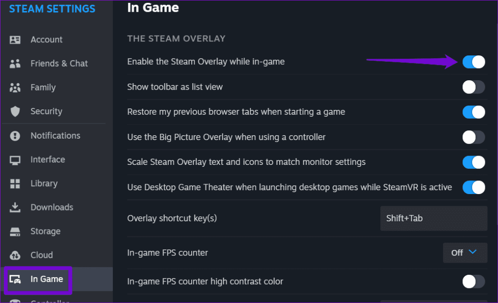 Enable Steam Overlay