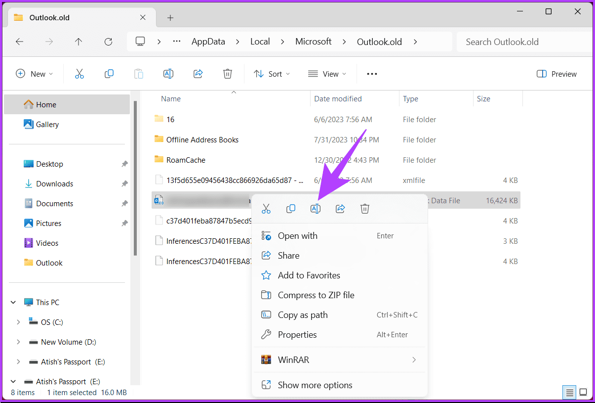 select Rename from the context menu