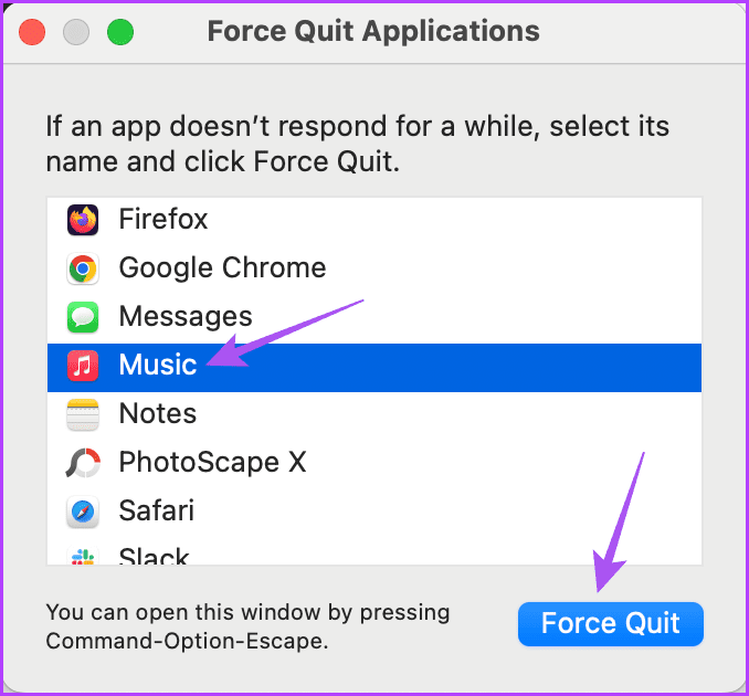 force quit apple music on mac