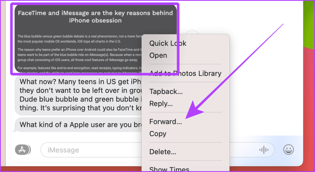 Forward an iMessage to Yourself on Mac