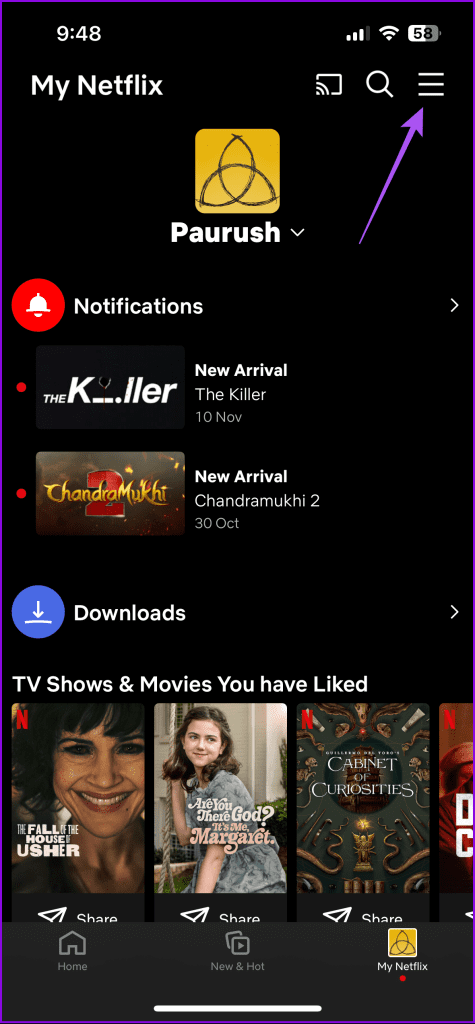 hamburger menu icon netflix app