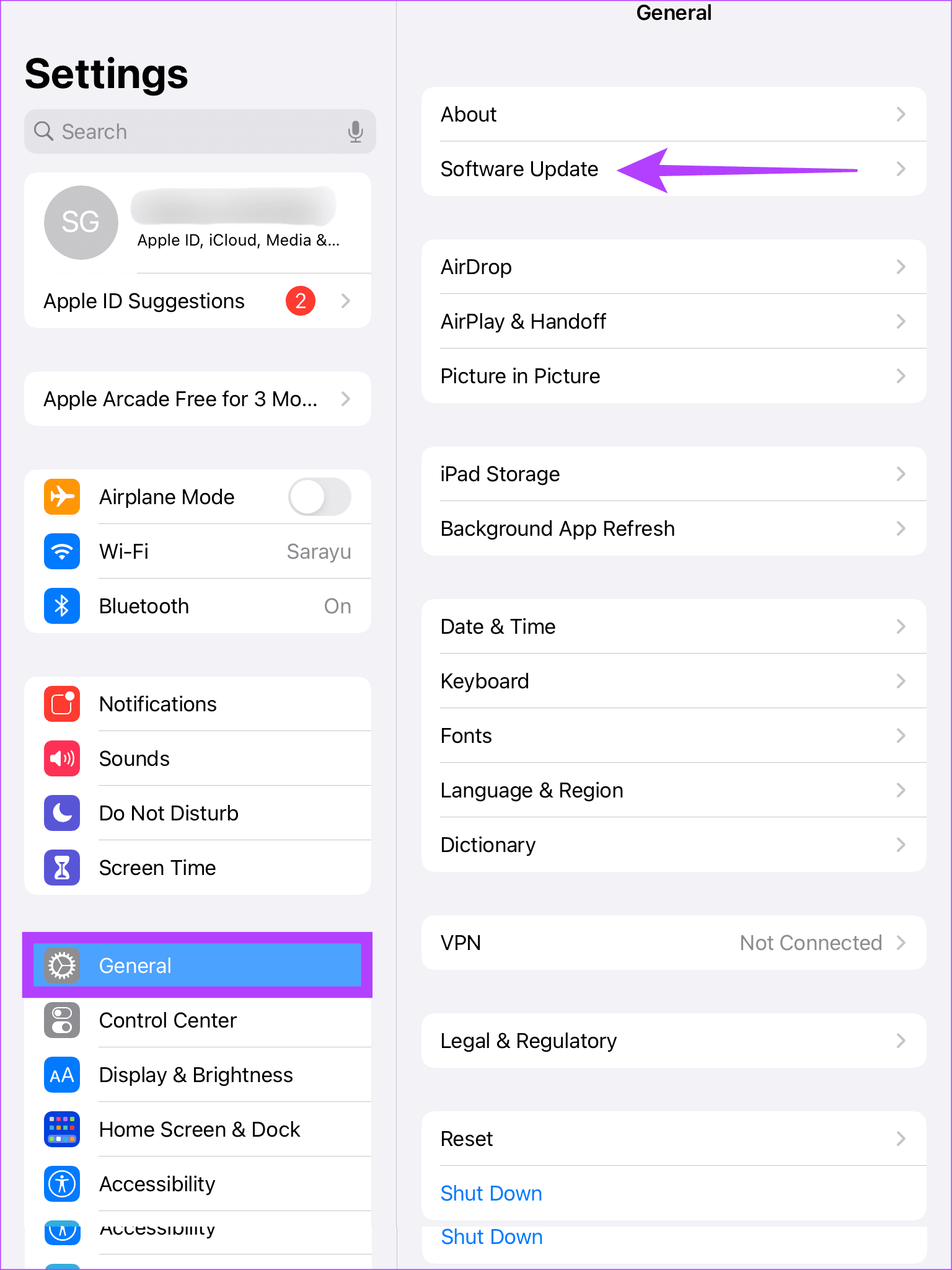 Go to settings, tap on General
