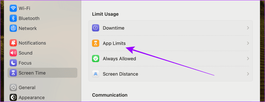 Limit Usage Settings Screen Time Mac