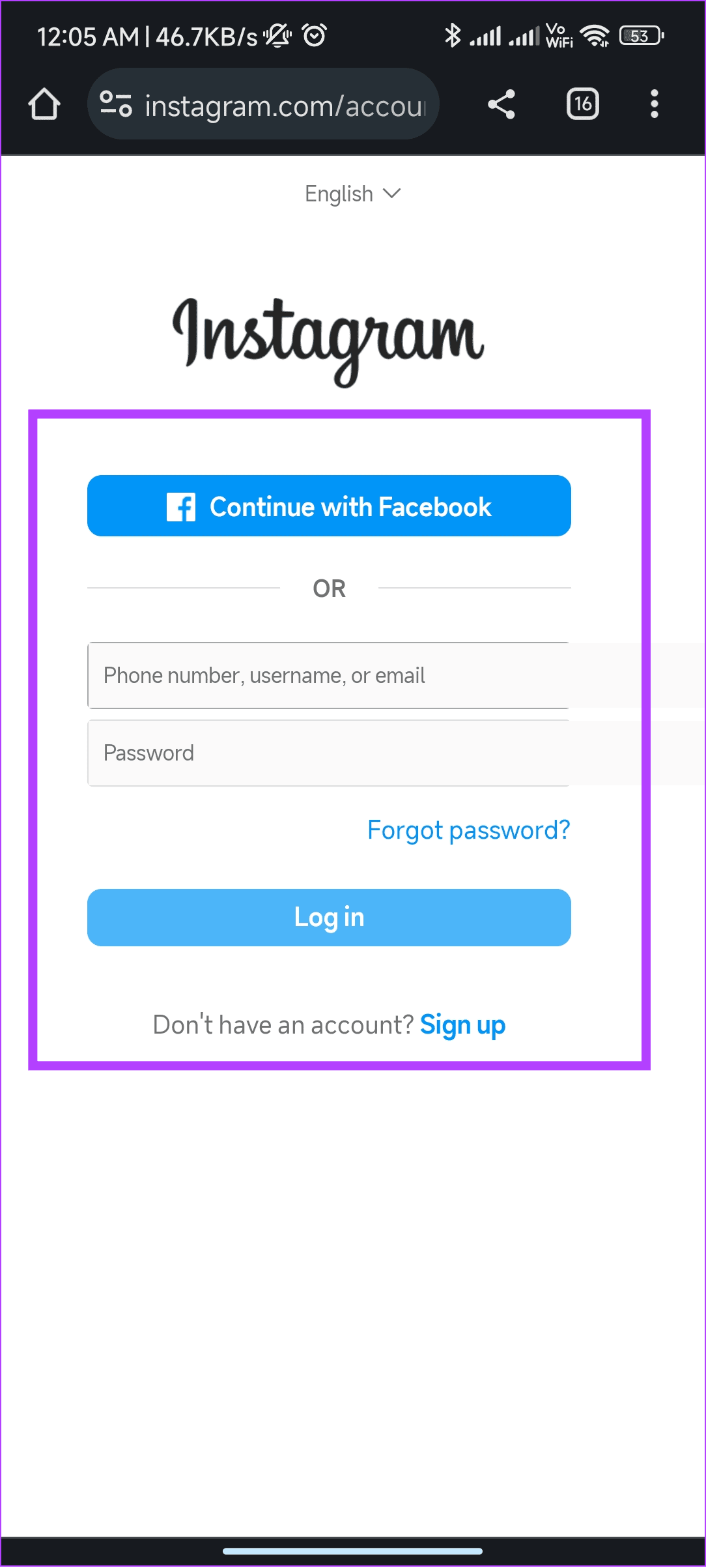 log in with your account