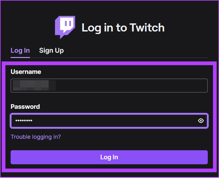 login to your Twitch account