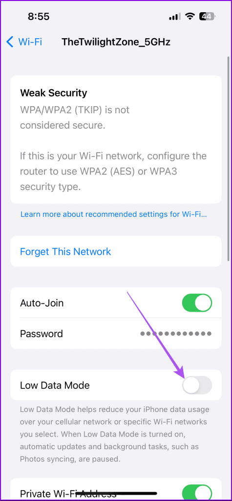 low data mode wifi iphone