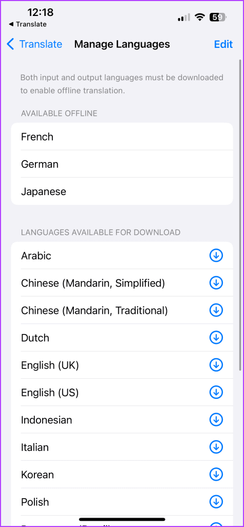 manage languages translate app iphone