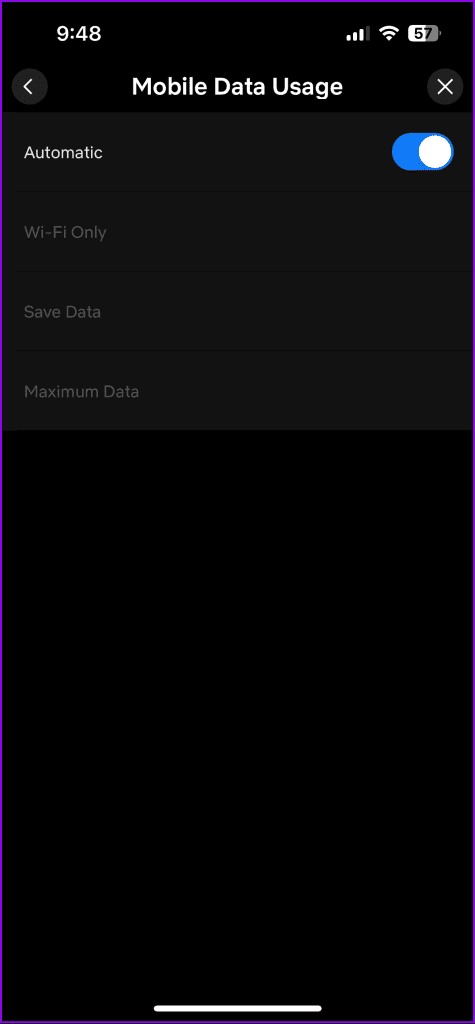 mobile data usage settings netflix