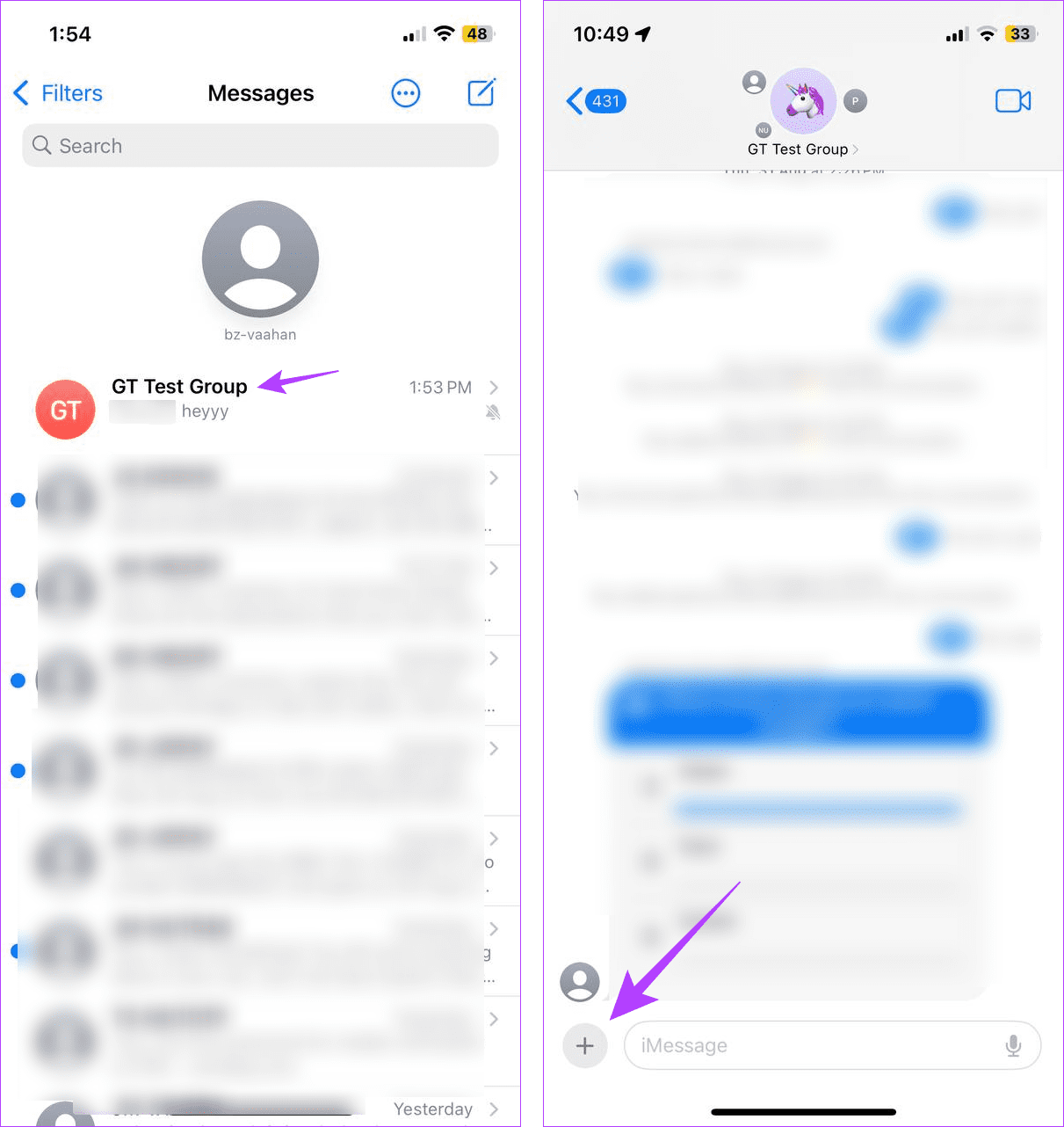 Open chat in iMessage