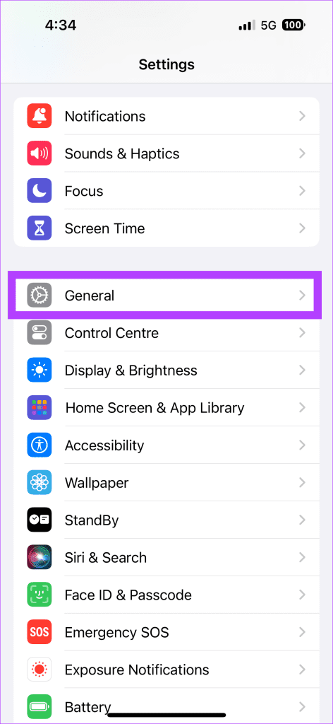 Open the Settings app on your iPhone and tap on General