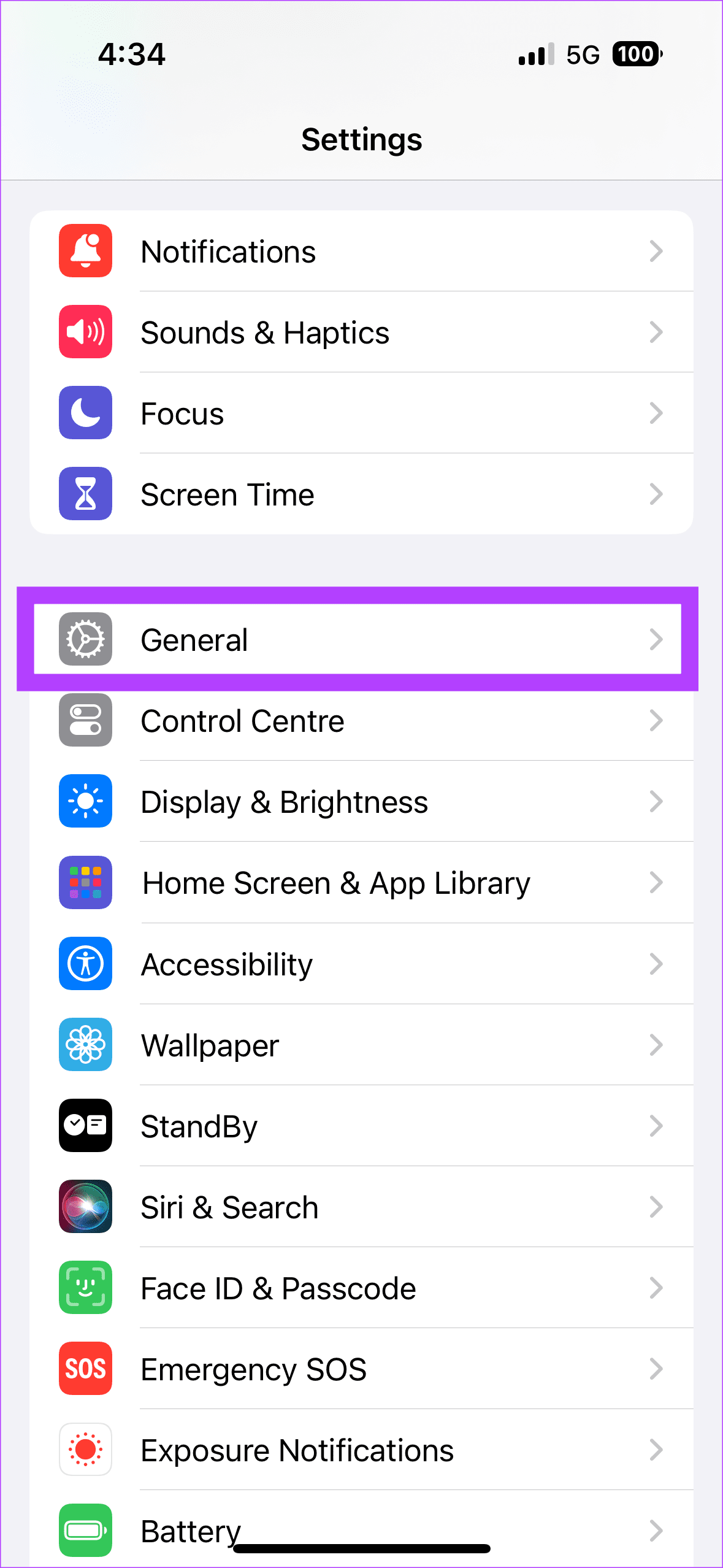 Open the Settings app on your iPhone and tap on General