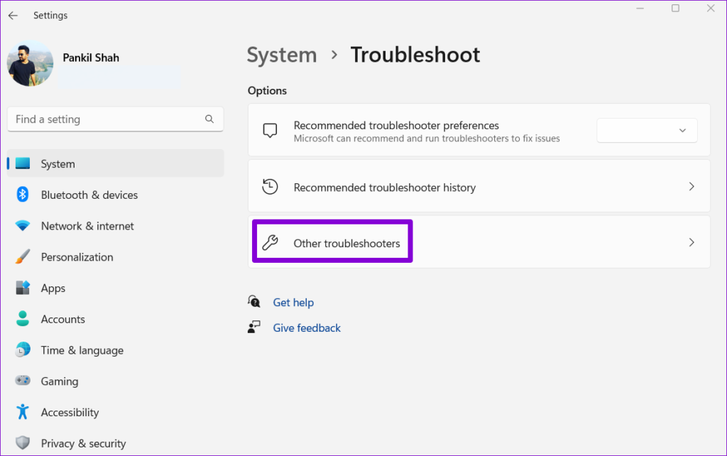 Other Troubleshooters on Windows 11
