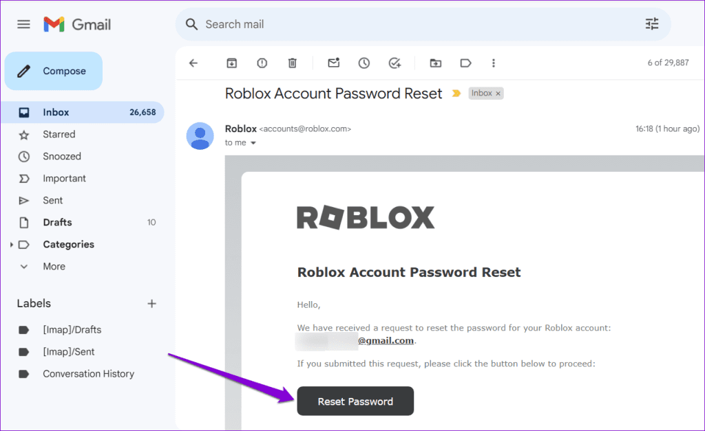 Reset Roblox Account Password Email
