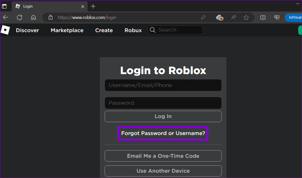 Reset Roblox Password