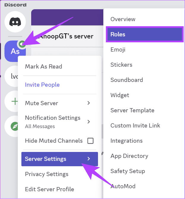rightclick the server and choose server settings and then select Roles