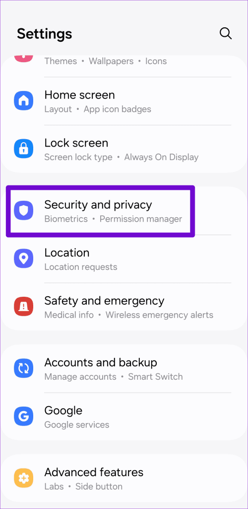 Security and Privacy Settings on Samsung Phone