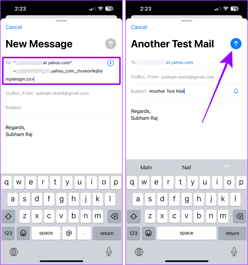 Send Email with Masked Email on Mobile 1
